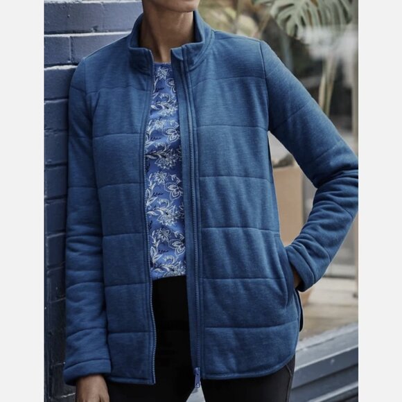 J.Jill Comfy Fit Imperial Blue Quilted Full Zip Jacket Coat - Picture 1 of 10